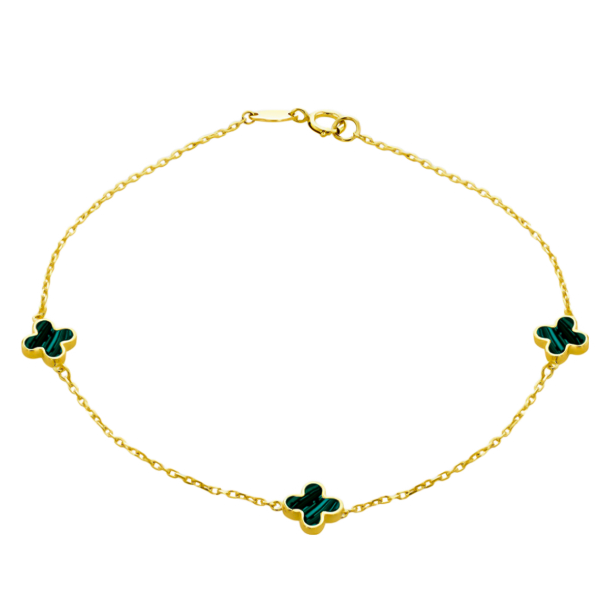9K Yellow Gold Malachite Petal Bracelet (Size - 7.5) 7676646 0