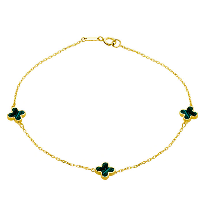 9K Yellow Gold Malachite Petal Bracelet (Size - 7.5) 7676646 1