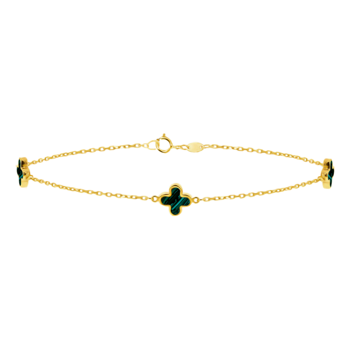 9K Yellow Gold Malachite Petal Bracelet (Size - 7.5) 7676646 1