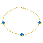 9K Yellow Gold Turqouise Petal Bracelet (Size - 7.5)_7676653