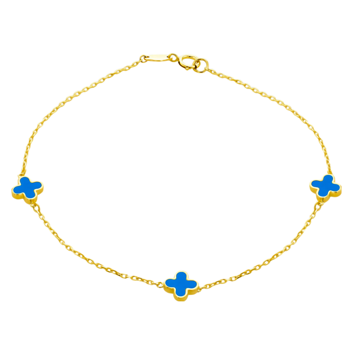 9K Yellow Gold Turqouise Petal Bracelet (Size - 7.5) 7676653 0