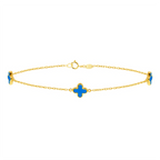 9K Yellow Gold Turqouise Petal Bracelet (Size - 7.5)_7676653_1