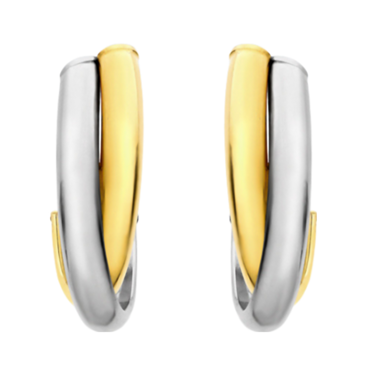 9K Yellow &amp; White Gold Crossover Huggie Earrings 7676681 0