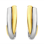 9K Yellow & White Gold Crossover Huggie Earrings_7676681