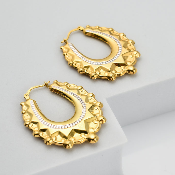 18K Yellow and White Gold Earrings 7676685 2