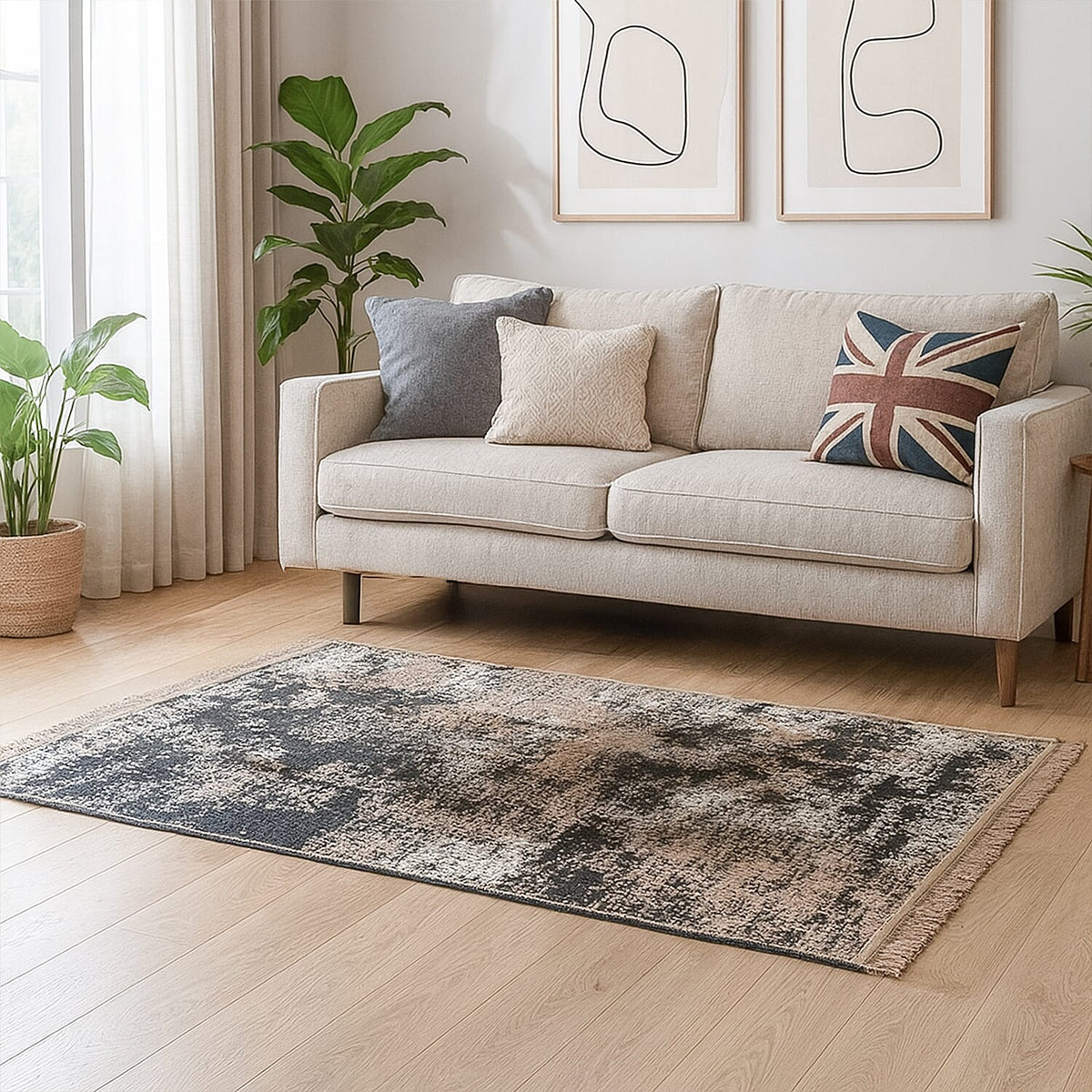 Turkish Authentic Traditional Machine Made Kilim Rugs (Size 120x80 cm) - Black - Beige 7676996 1