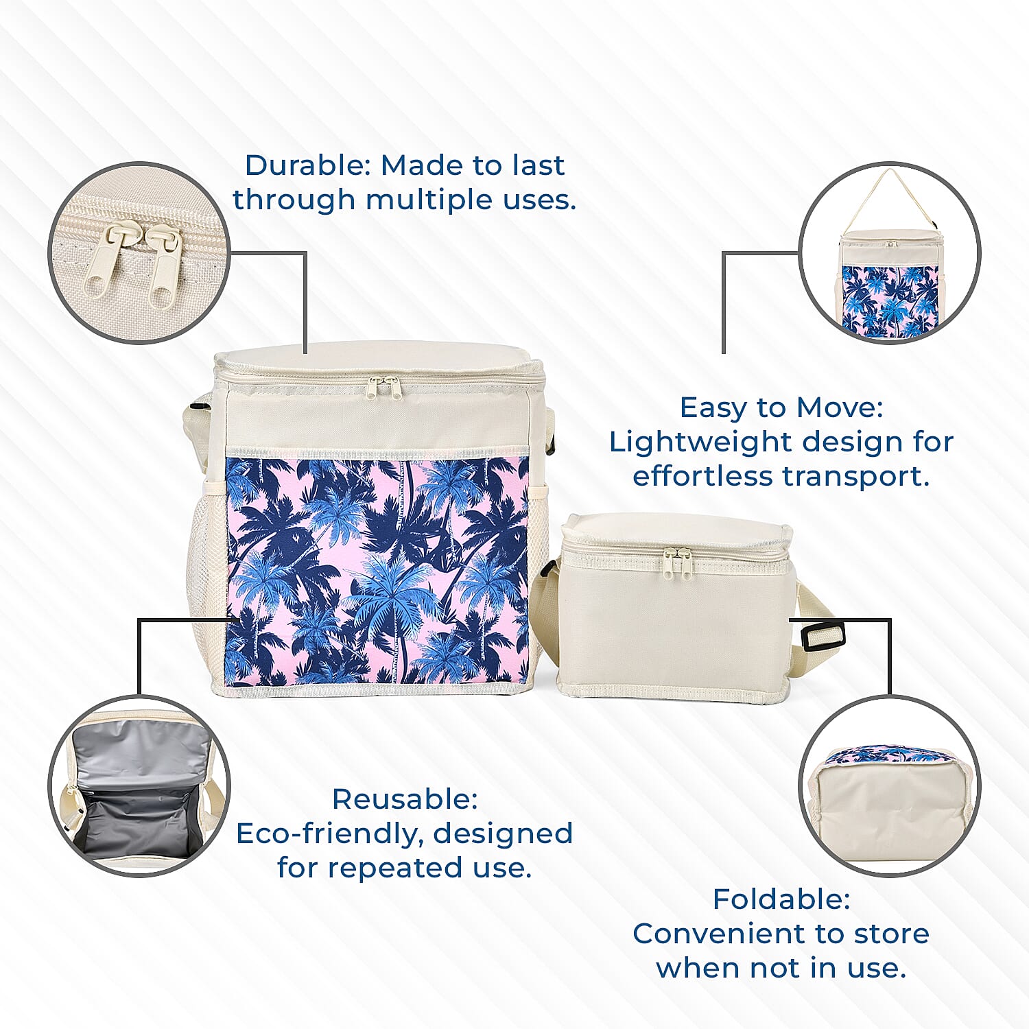 Set of 2 (5L-20L) Floral printed Picnic Cooling Bag - Beige 7677330 5