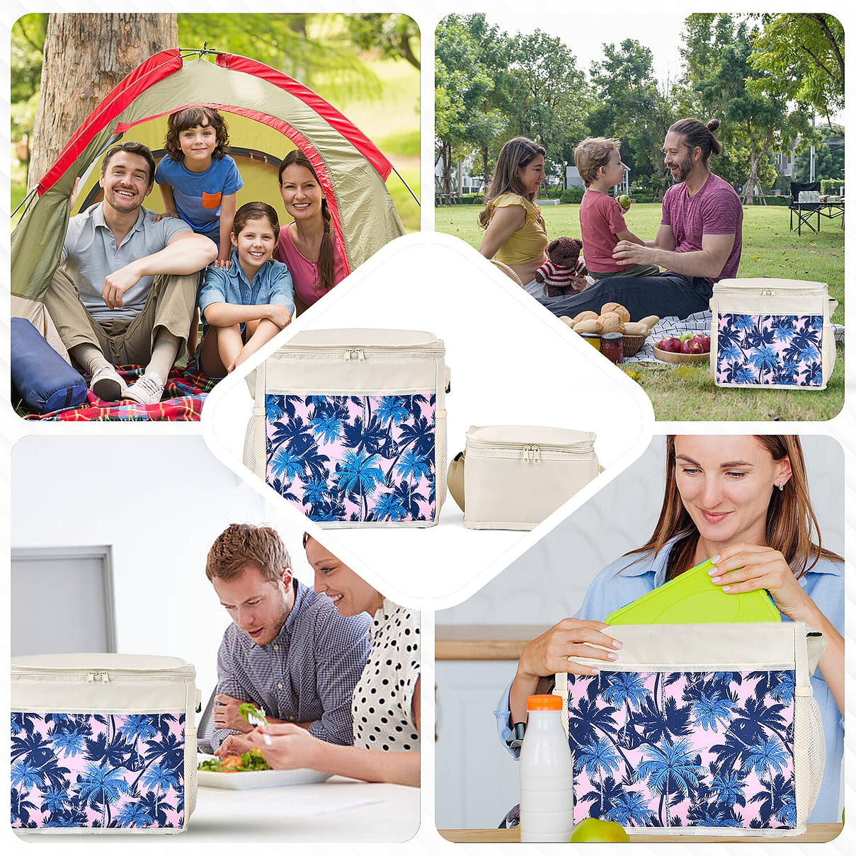 Set of 2 (5L-20L) Floral printed Picnic Cooling Bag - Beige 7677330 7