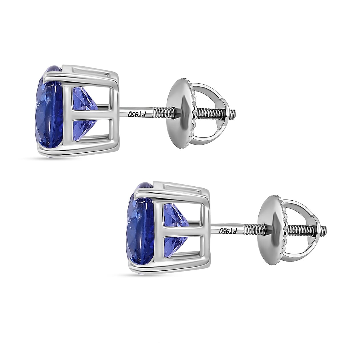 RHAPSODY AAAA Tanzanite Solitaire Stud Earrings in 950 Platinum 5.01 Ct 7677878 5