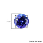 RHAPSODY 950 Platinum AAAA Tanzanite Solitaire Stud Screw Back Earrings 5.01 Ct