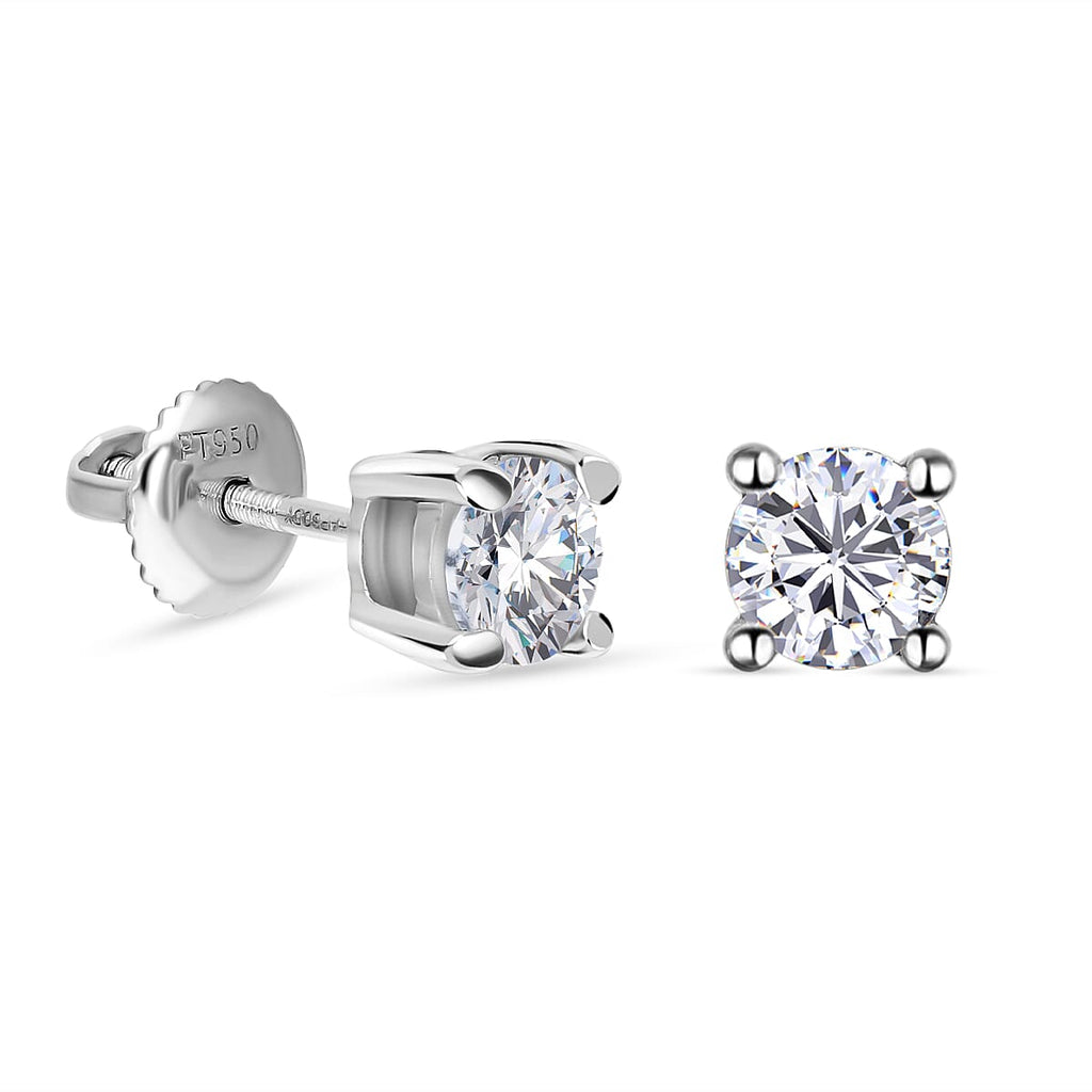 Luxuriant Diamond - 950 Platinum Lab Grown IGI Certified Diamond (VS-EF) Stud Earrings 1.04 Ct