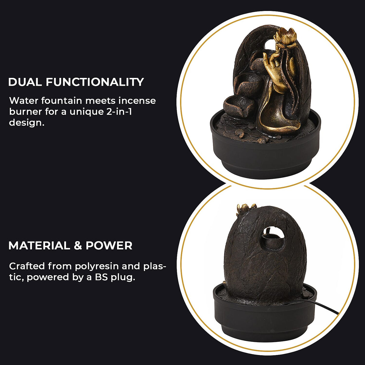 2-In-1 Water Fountain With Incense Burner With Light (30pcs Incense) 7681128 6