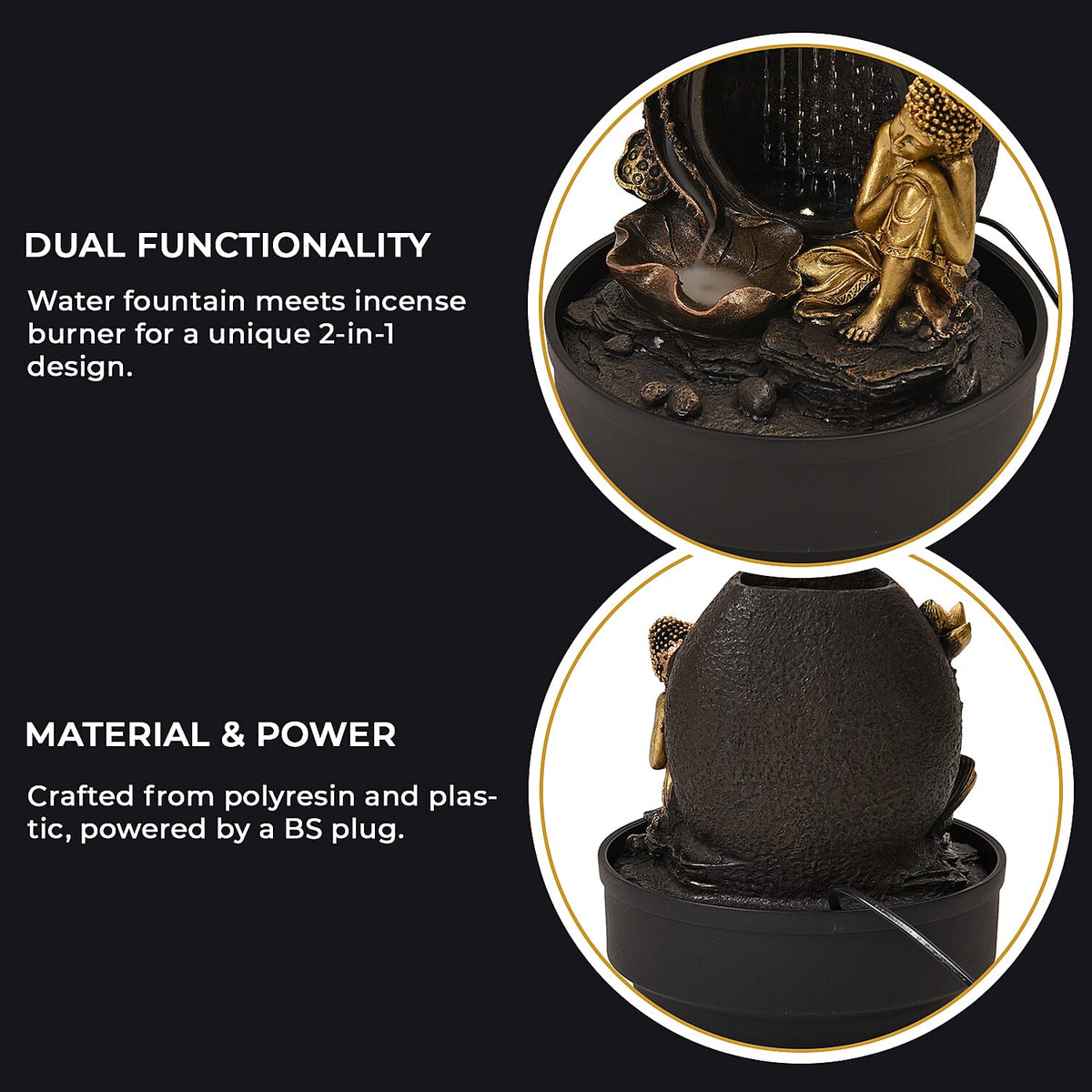 2-In-1 Water Fountain With Incense Burner With Light (30pcs Incense) 7681811 6