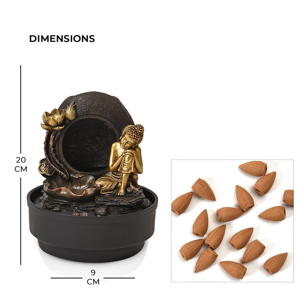 2-In-1 Water Fountain With Incense Burner With Light (30pcs Incense) 7681811 7