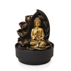 2-In-1 Buddha Water Fountain LED Light With Incense Burner (30pcs Incense) - Gold & Grey