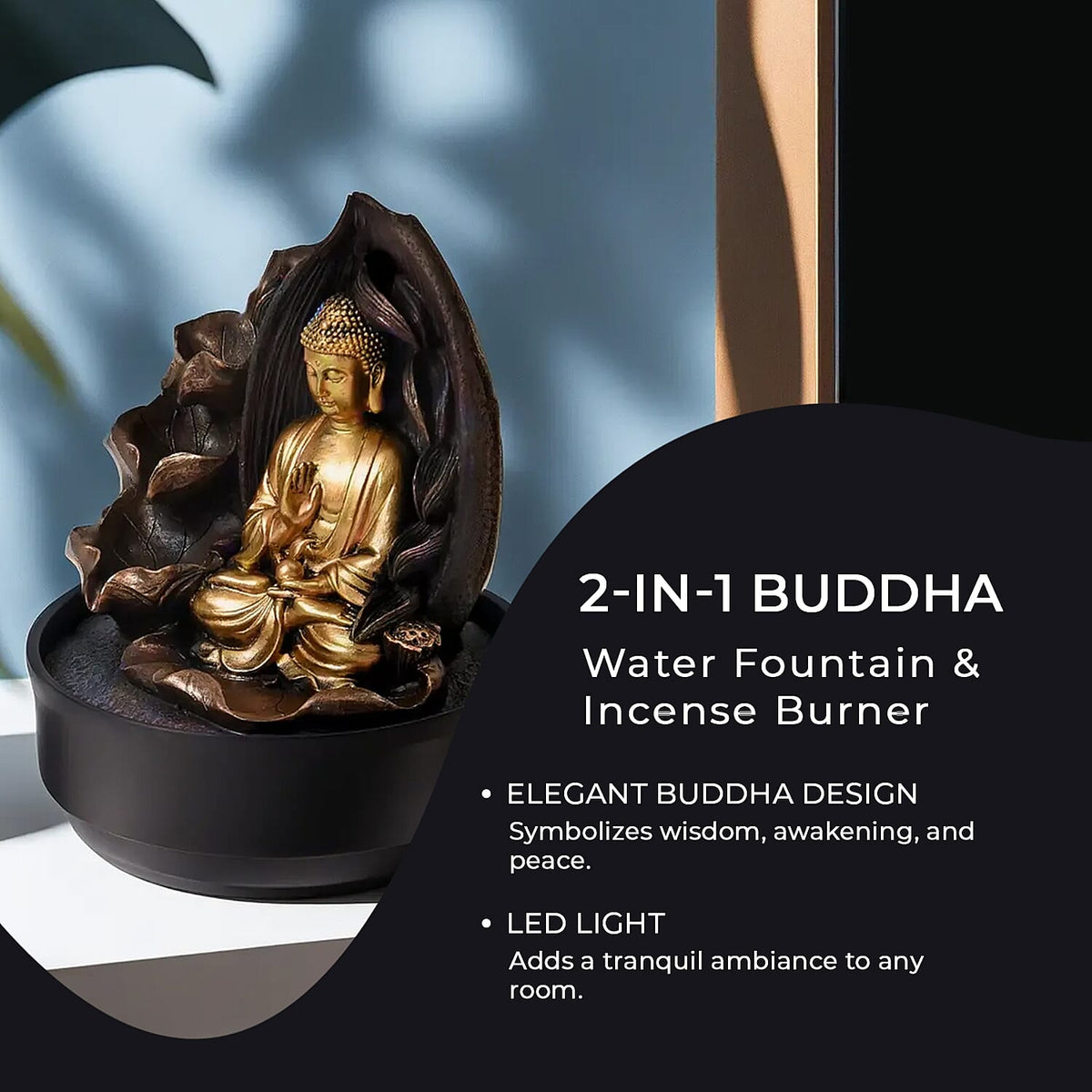 2-In-1 Water Fountain With Incense Burner With Light (30pcs Incense) 7681821 3