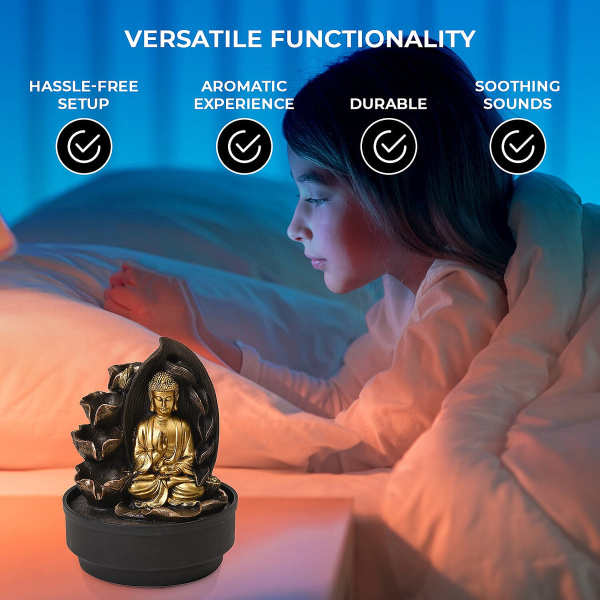 2-In-1 Water Fountain With Incense Burner With Light (30pcs Incense) 7681821 4