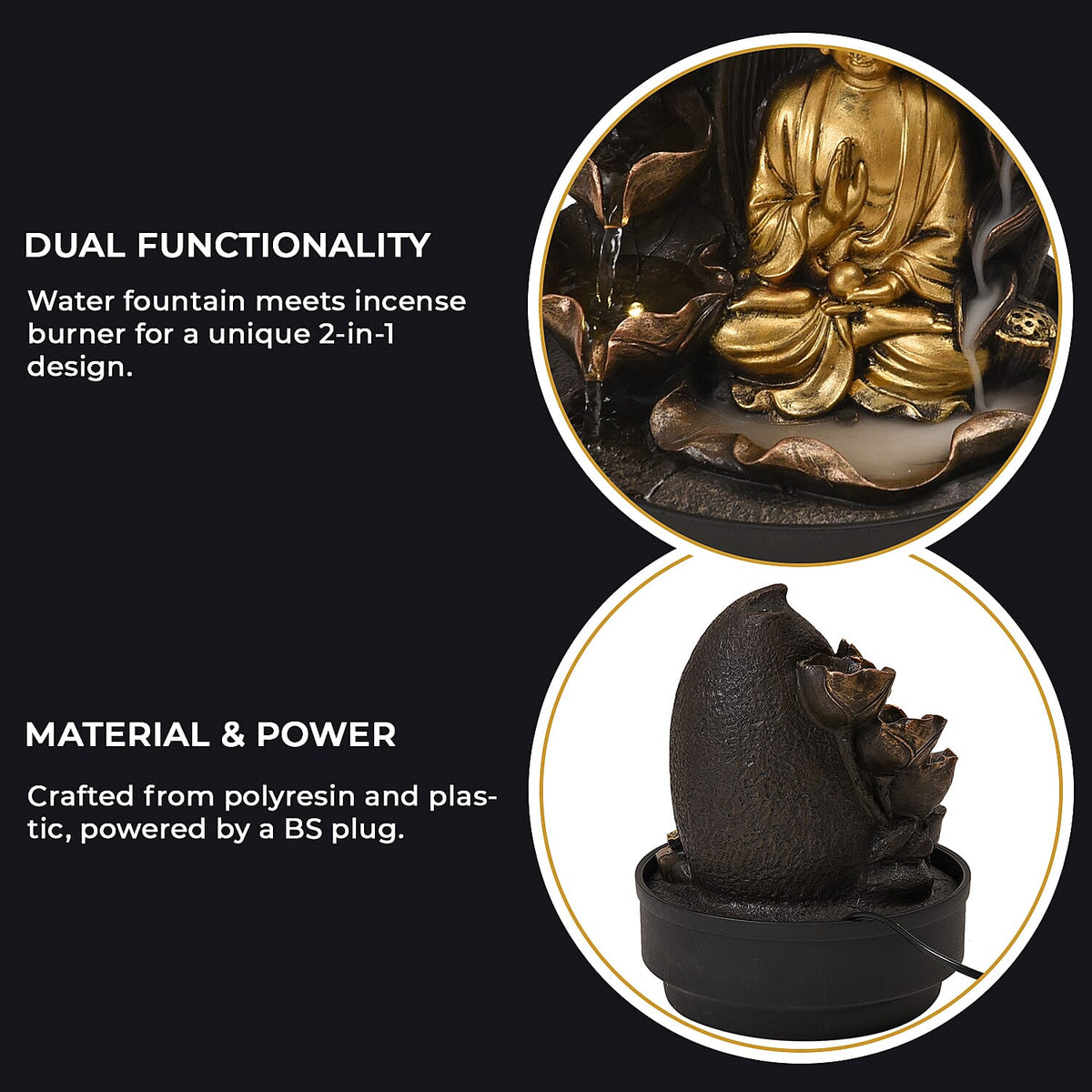 2-In-1 Water Fountain With Incense Burner With Light (30pcs Incense) 7681821 6