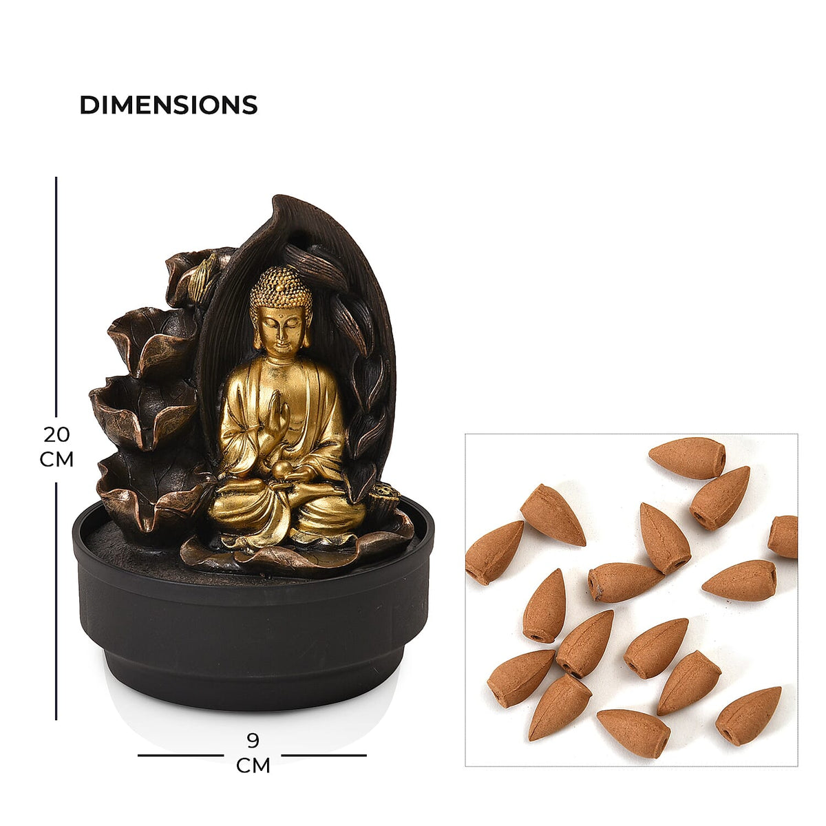 2-In-1 Water Fountain With Incense Burner With Light (30pcs Incense) 7681821 7
