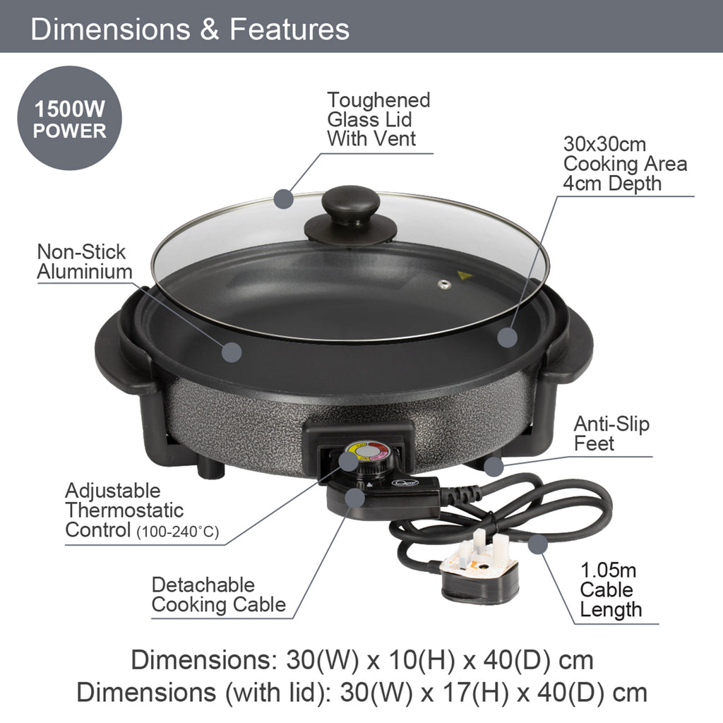Multi-Function Electric Cooker (Size 30x30x9 cm) - Black_7681961_2