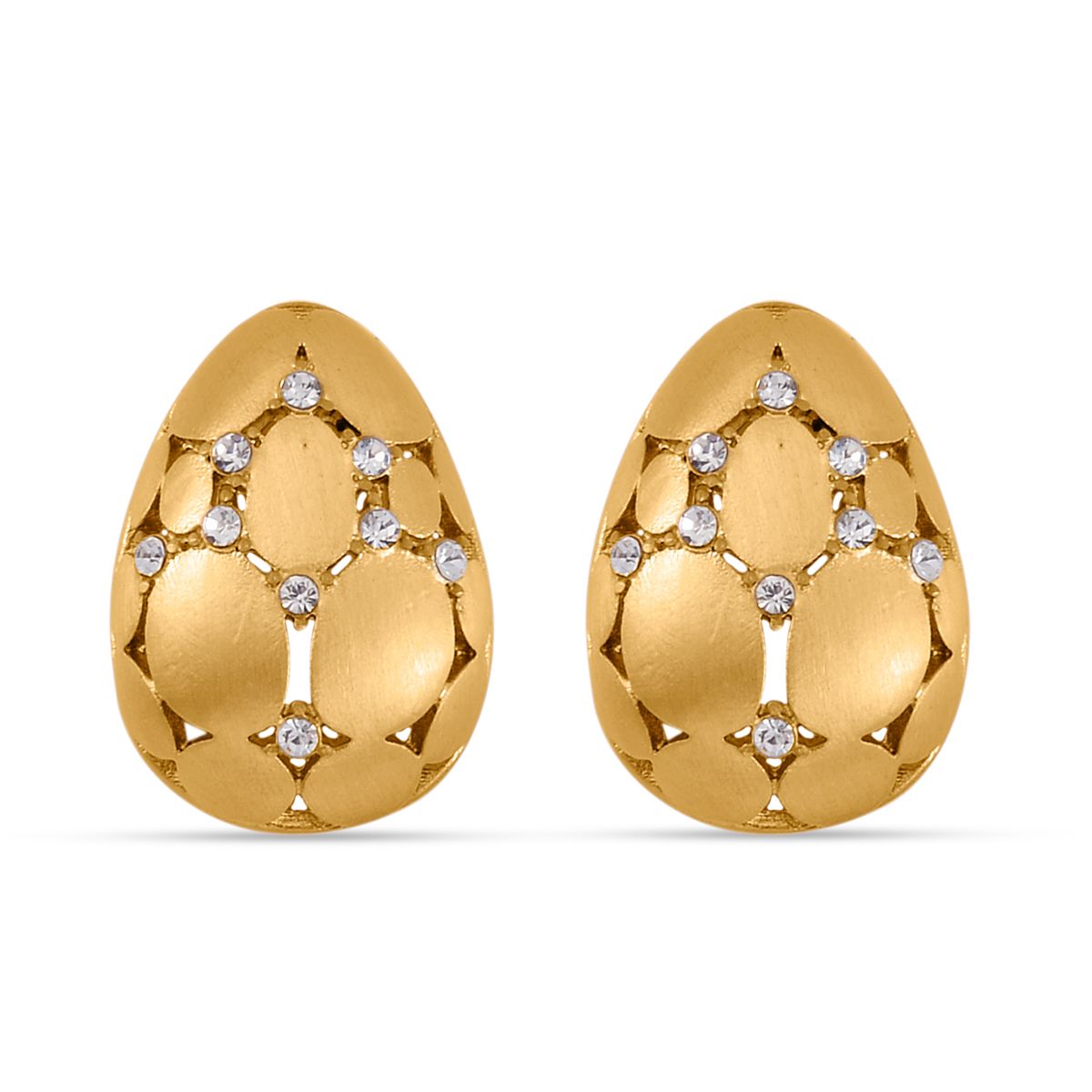 Designer Inspired - White Austrian Crystal Egg Earrings with Push Back 7682099 0