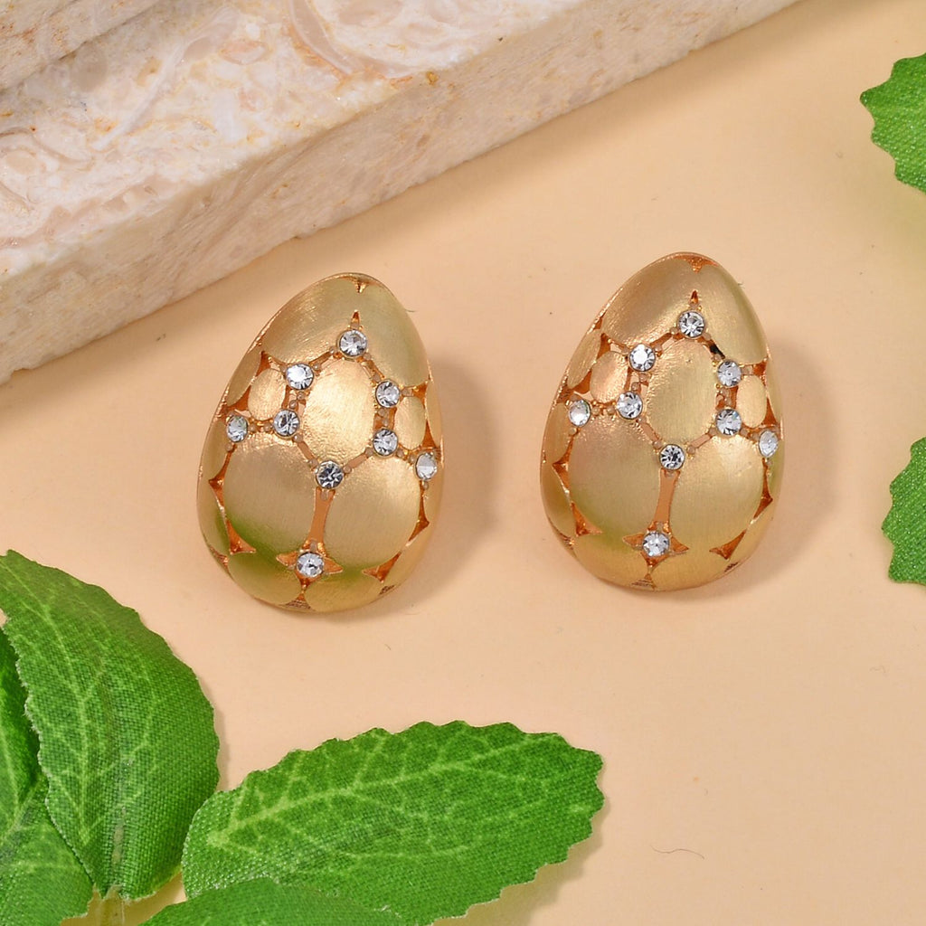 Designer Inspired - White Austrian Crystal Egg Earrings with Push Back_7682099_1