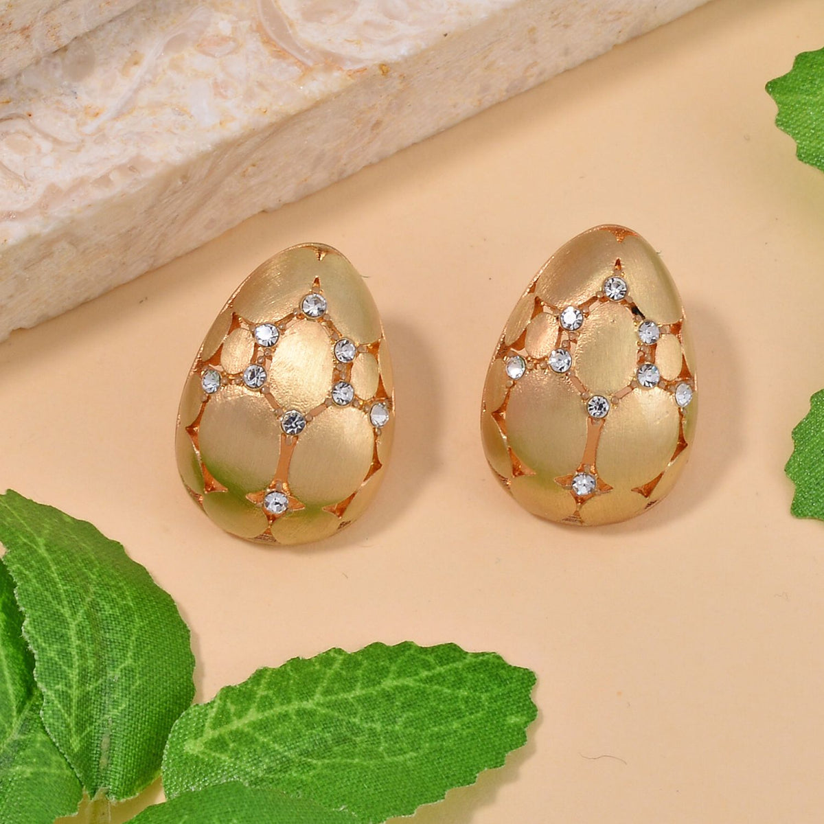 Designer Inspired - White Austrian Crystal Egg Earrings with Push Back 7682099 2