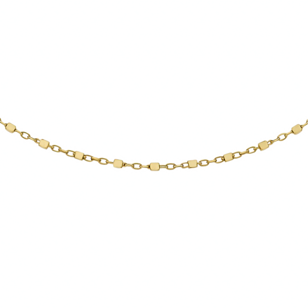 Gold Mega Offer - 9K Yellow Gold Cube Station Necklace (Size - 20). Gold Wt 1.90 Gms_7682329
