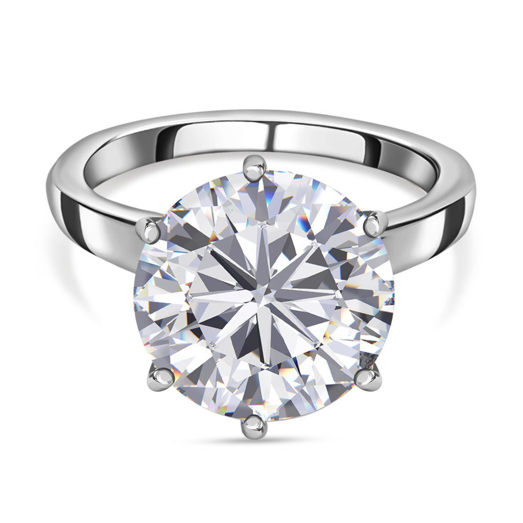 D'Joy Moissanite Solitaire Ring in Platinum Overlay Sterling Silver 5.13 Ct._7682566