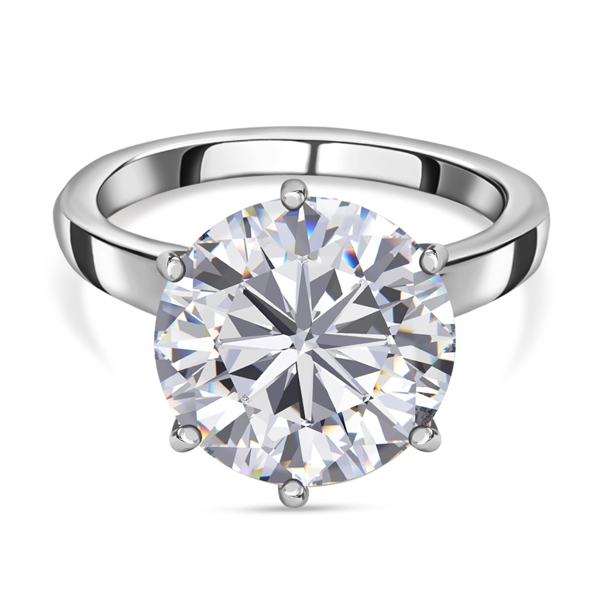 5 Ct. Moissanite Solitaire Ring in Platinum Overlay Sterling Silver V32538658 0