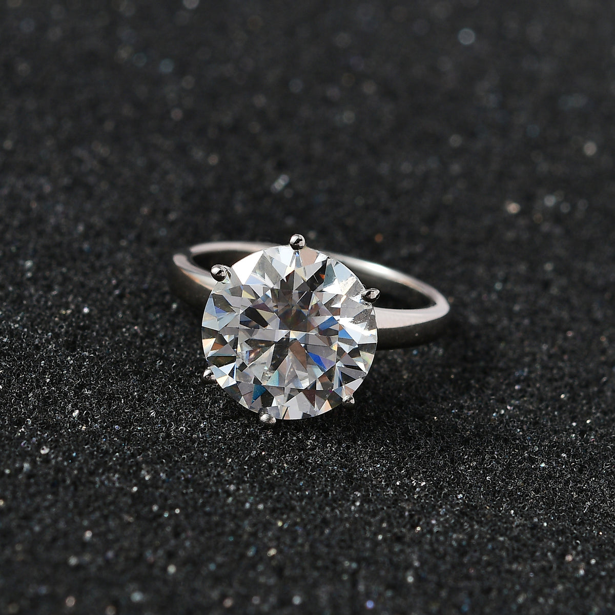 5 Ct. Moissanite Solitaire Ring in Platinum Overlay Sterling Silver V32538658 2