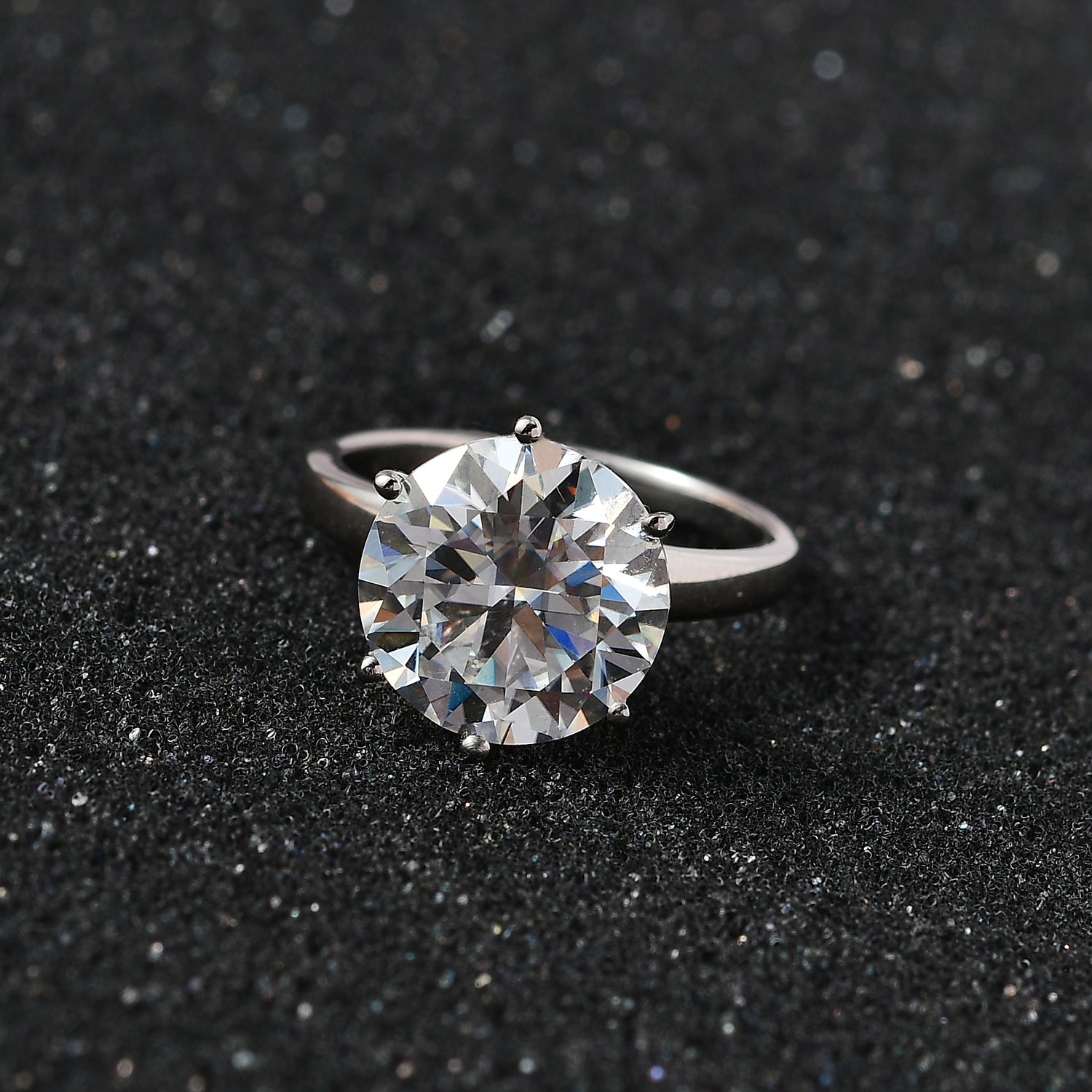 5 Ct. Moissanite Solitaire Ring in Platinum Overlay Sterling Silver V32538658 2