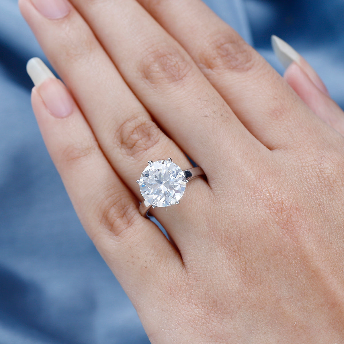5 Ct. Moissanite Solitaire Ring in Platinum Overlay Sterling Silver V32538658 3