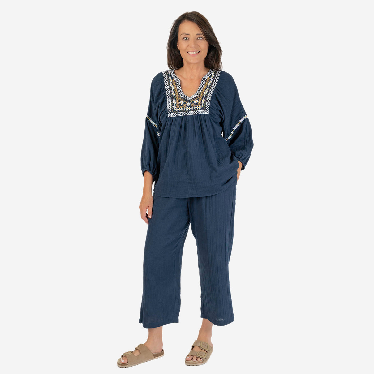 TAMSY Pure Cotton Elasticated Waist Cropped Trouser V32517655 0