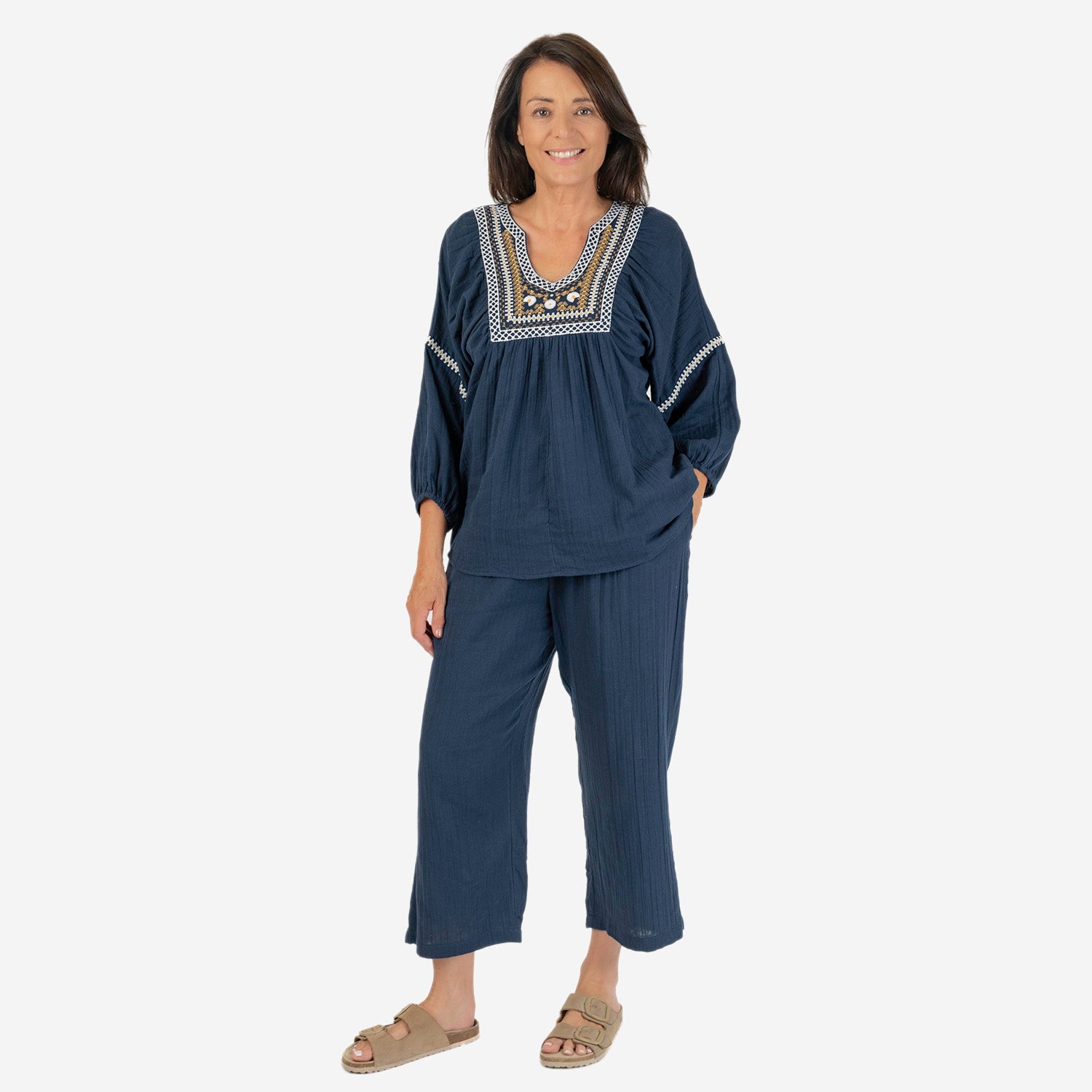 TAMSY Pure Cotton Elasticated Waist Cropped Trouser V32517655 0