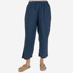 100% Cotton Tamsy Cotton Cropped Trouser Size S (8-10) -Navy_7687717_1
