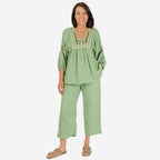 100% Cotton Tamsy Cotton Cropped Trouser Size XL (20-22) - Green_7687719