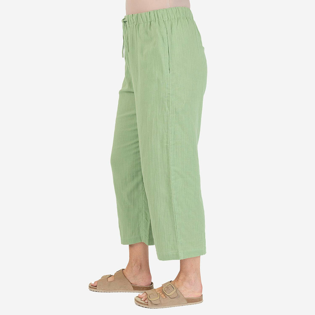 100% Cotton Tamsy Cotton Cropped Trouser Size XL (20-22) - Green_7687719_2