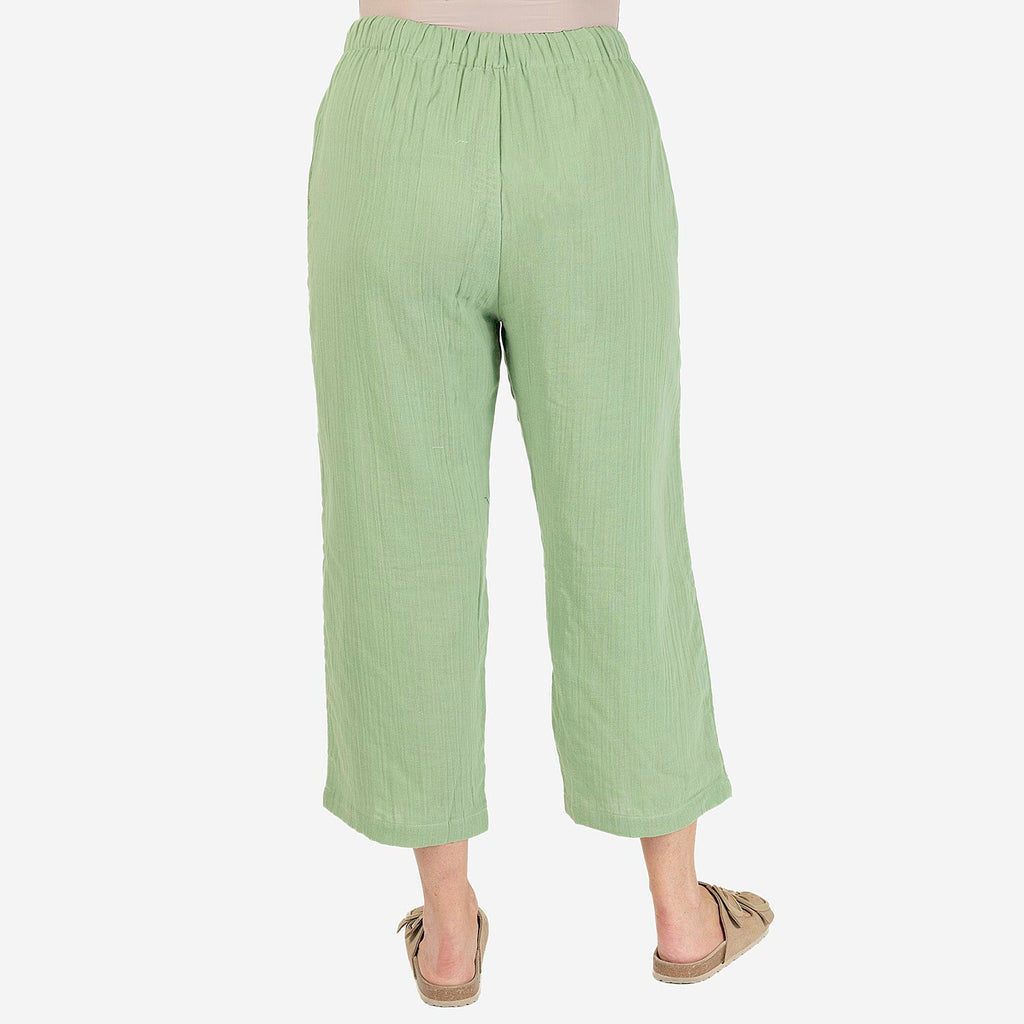 100% Cotton Tamsy Cotton Cropped Trouser Size XL (20-22) - Green_7687719_3