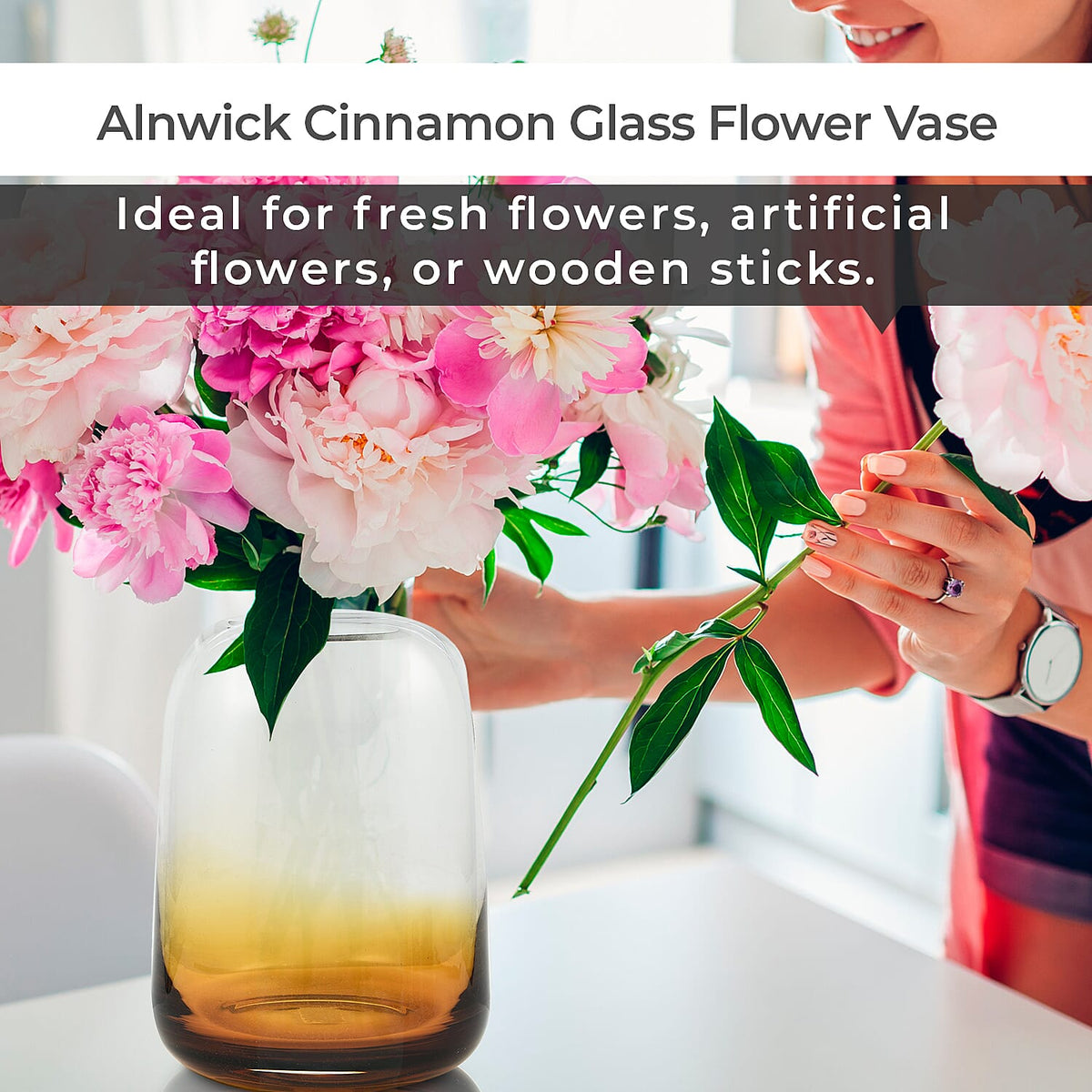 Alnwick Cinnamon Glass Flower Vase Art Deco 7688227 1