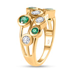 D'Joy - Gemfields Zambian Emerald & Moissanite Bubble Ring in 18K Vermeil Yellow Gold Plated Sterling Silver 1.57 Ct._7689532_3