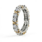 Royal Bali Collection - D'Joy Moissanite Criss Cross Band Ring in Platinum Overlay & Yellow Gold Plated Sterling Silver 1.60 Ct._7690130_6
