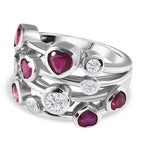Couture Collection -D'Joy Heart Cut Ruby & Moissanite Bubble Ring in Platinum Overlay Sterling Silver 3.17 Ct_7691892