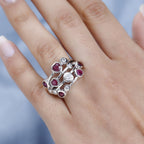 Couture Collection -D'Joy Heart Cut Ruby & Moissanite Bubble Ring in Platinum Overlay Sterling Silver 3.17 Ct_7691892_2