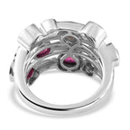 Couture Collection -D'Joy Heart Cut Ruby & Moissanite Bubble Ring in Platinum Overlay Sterling Silver 3.17 Ct_7691892_4