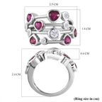 Couture Collection -D'Joy Heart Cut Ruby & Moissanite Bubble Ring in Platinum Overlay Sterling Silver 3.17 Ct_7691892_5