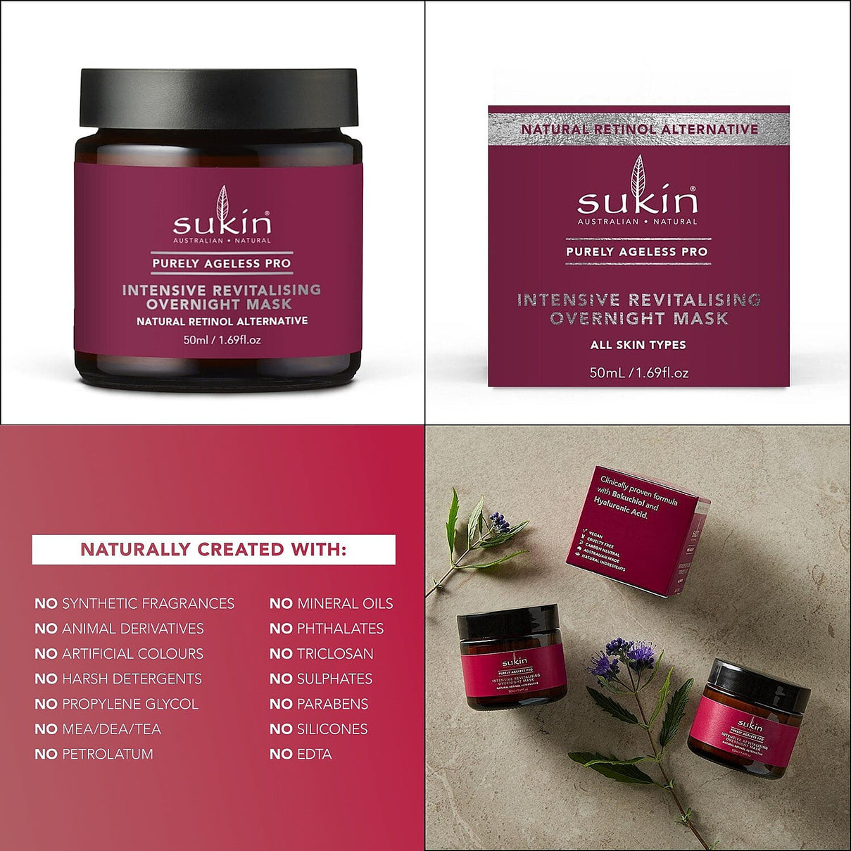 Sukin -Purely Ageless PRO Intensive Revitalising Overnight Mask 50ml 7691979 6