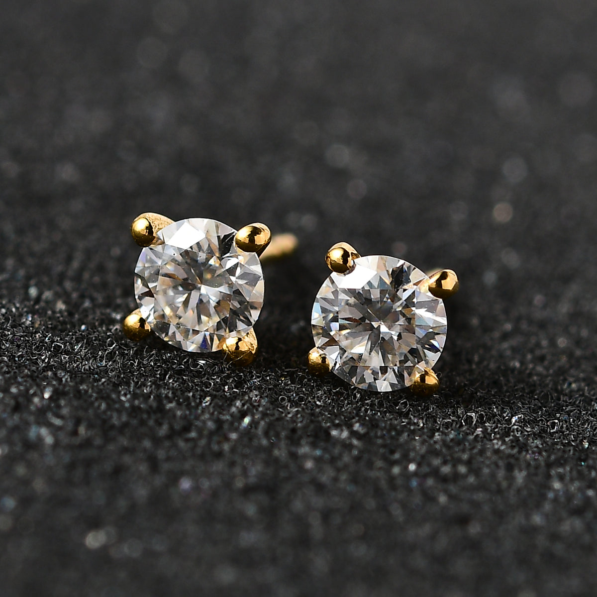 100 Faceted Moissanite Solitaire Stud Earrings in 18K Vermeil YG Plated Sterling Silver 7692633 2