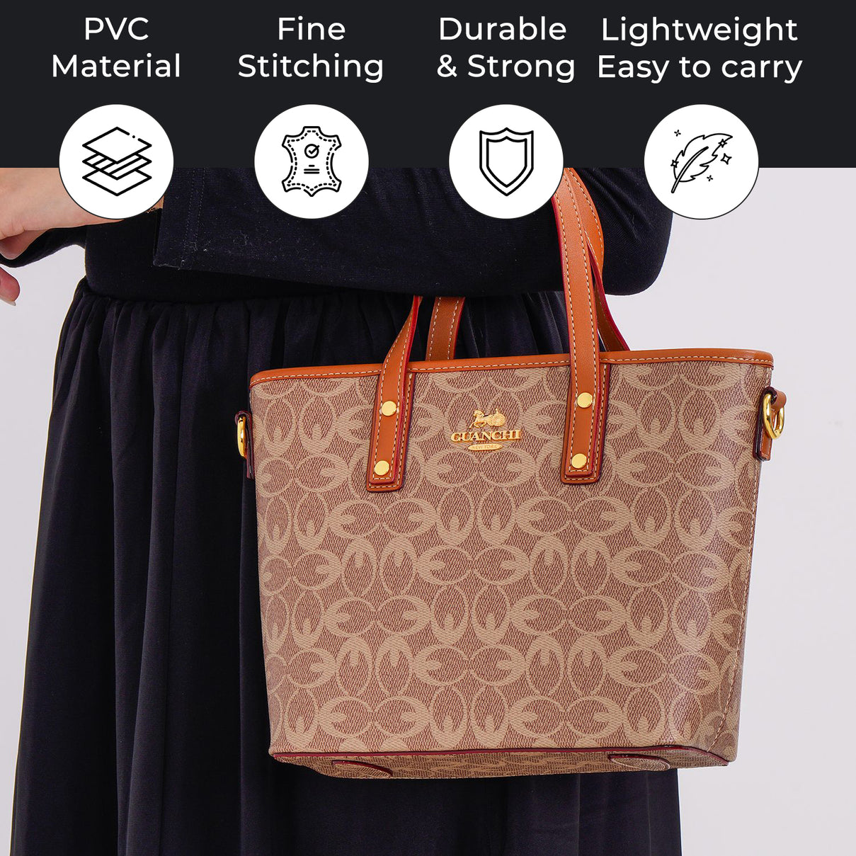 GUANCHI Crossbody Bag with Handle Drop &amp; Shoulder Strap - Brown 7693067 1
