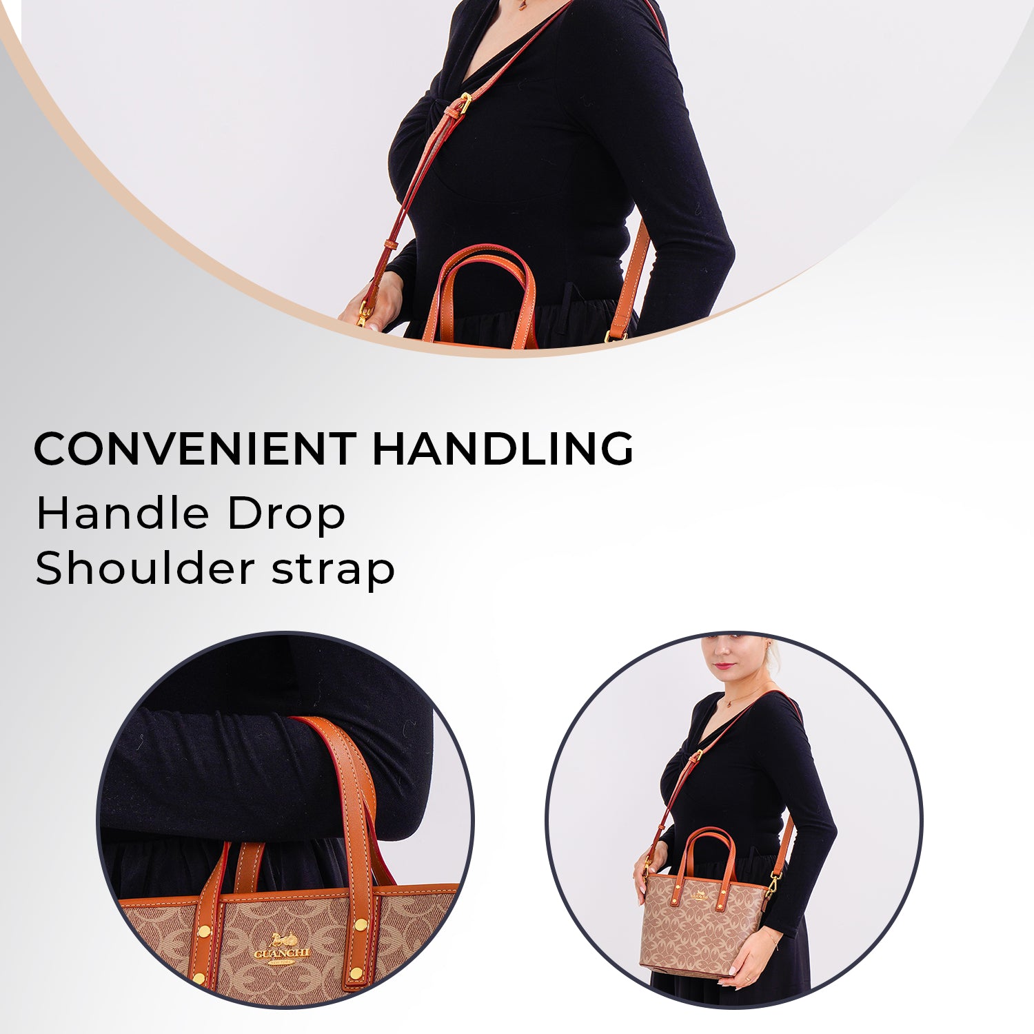 GUANCHI Crossbody Bag with Handle Drop &amp; Shoulder Strap - Brown 7693067 4